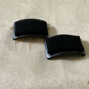 Vintage Pair of Gray Lucite & Black Suede Center Rectangular Shoe Clips.